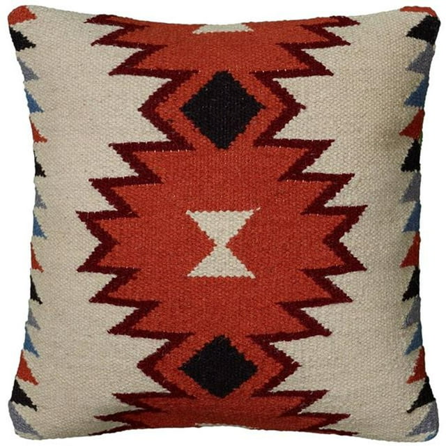 HomeRoots 403153 Ivory & Orange Kilim Down Filled Throw Pillow