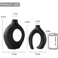 thumbnail image 3 of UniMall Snuggle Hollow Modern Ceramic Vase Set of 2, Mid Century Nordic Aesthetic Decorative Vase Decorative Vases for Home Table Decor (Matte Black W 6.3" X H 8.4"), 3 of 12