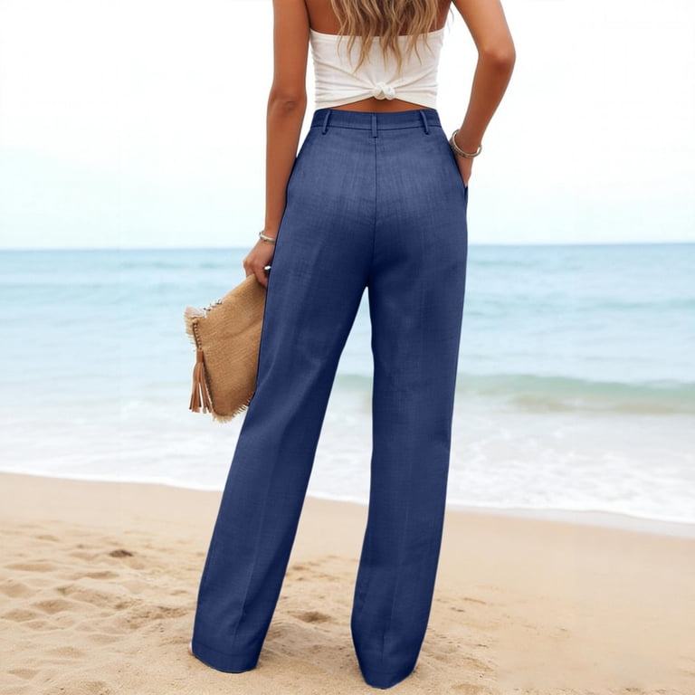 ladies lined dress pants Wide Leg Linen for Women Lightweight Summer Elastic High Waisted Drawstring Lounge Pants with Pockets Business Casual Slacks for Work Office Wide-Leg Trousers Wrap Gauze Pant Blue at Amazon Women's Ours is a dark grey wool dress How to Line Pants -
