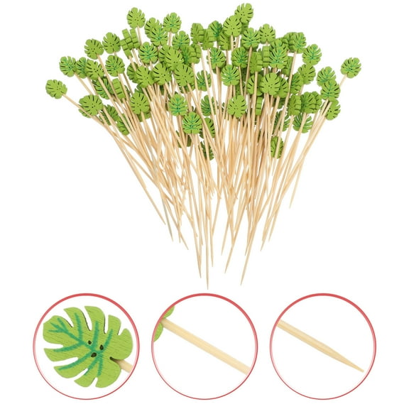 Raindrops 100pcs Disposable Leaf Shaped Plastic Food Picks Multi Accessories for Daily Use