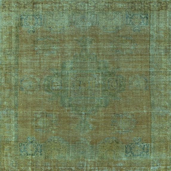 Ahgly Company Indoor Square Oriental Light Blue Industrial Area Rugs, 4' Square