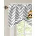 thumbnail image 3 of Tie Up Valance Curtain for Kitchen,Cartoon Sloth Tree Branch Rod Pocket Short Curtains Adjustable Tie-Up Shade Valances,Gray Chevron Stripe Animal Window Treatment for Bathroom Living Room Bedroom, 3 of 8