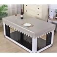 thumbnail image 2 of Rectangular Waterproof Tablecloth,Fitted Solid Color Leather Tablecloth With Lace,Oilproof Stain Resistant Table Cover For Coffee Table Dining Table Mahjong Desk -Rectangular Grey-140*80cm, 2 of 7
