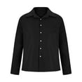 thumbnail image 4 of USNSM Mens Denim Shirt Solid Color Long Sleeve Button Down Shacket Work Western Shirts Regular Fit Cowboy Casual Blouse Black XXL, 4 of 6