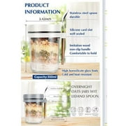 i Kito Oatmeal Overnight Jars with Measuring Marks 10 oz, Overnight Oat Jar with Spoon Gray 2pack
