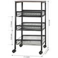 thumbnail image 2 of Rustic 3-Tier Metal Wire Storage Kitchen Cart on Wheels, Black by Haitral, 2 of 8