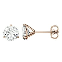 Charles & Colvard 14K Rose Gold Moissanite 6.5mm Round Stud Earrings 2.00cttw DEW