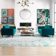 thumbnail image 3 of Fatin Mid Century Modern Furniture Style Living Room Velvet Sofa Set in Teal, 3 of 6