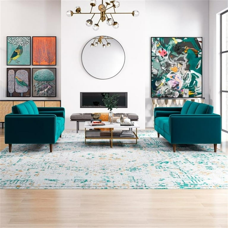 Fatin Mid Century Modern Furniture Style Living Room Velvet Sofa