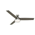thumbnail image 2 of Hunter 60 inch Indoor Ceiling Fan with LED Light and Remote Control - Standard Mount Ceiling Fan, 3 Blades, For Bedroom or Living Room - Sentinel 59459, Brushed Nickel, 2 of 14