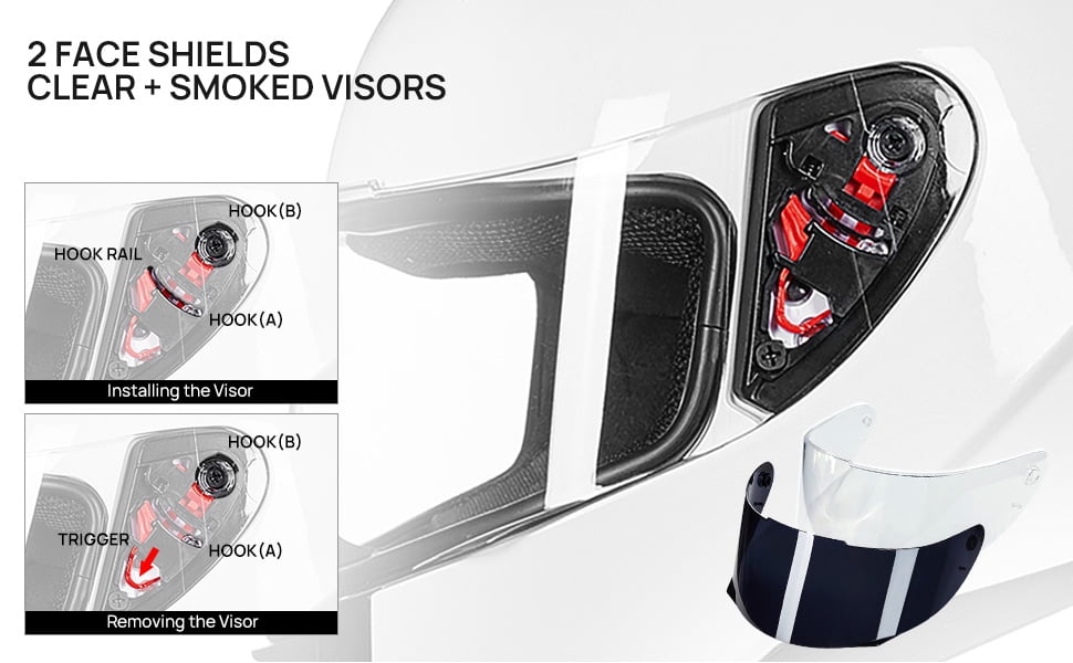 ILM Full Face Motorcycle Street Bike Helmet with Removable Winter Neck Scarf + 2 Visors DOT Model-JK313