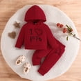thumbnail image 2 of LAPAKIDS Baby Boy Outfits 6-9 Months Infant Boy Clothes Letter Print Hoodie Romper Tops + Pants 2PCS, 2 of 6
