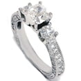 thumbnail image 2 of Pompeii 2.20Ct Cushion Diamond Three Stone Engagement Ring 14k White Gold Lab Grown, 2 of 3