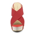 thumbnail image 2 of BLISSFUL STEP Women's Linen Platform Slide Wedge Open Toe Sandals, 2 of 7