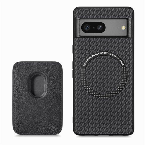 Allytech Detachable Wallet Case for Google Pixel 7, Fiber Texture Design Magnetic Card Holder Case for Women&Men, Slim Fit Shockproof Full Body Protective Back Cover - Black