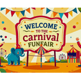 thumbnail image 3 of Colorful Carnival Themed Welcome Banner with Clown Elephant Elements Backdrop for Funfair Decorations Party Supplies Photography Props Fair Celebrations Festival Events, 3 of 8