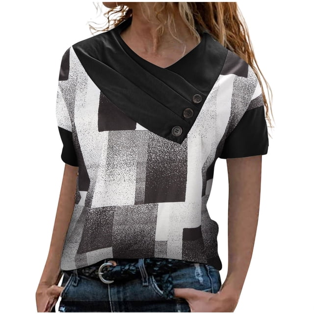 Camiseta informal de manga corta con estampado de mujer Fridja bn3200