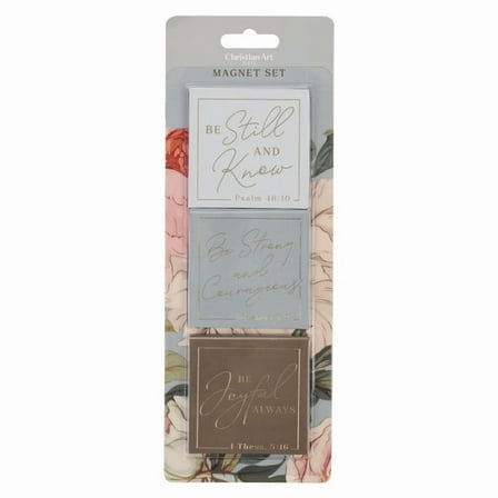 Christian Art Gifts Inspirational Decorative Square Refrigerator Magnet Set for Women & Men: Strong & Courageous, (Hardcover)