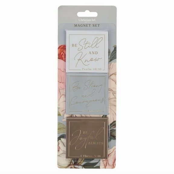 Christian Art Gifts Inspirational Decorative Square Refrigerator Magnet Set for Women & Men: Strong & Courageous, (Hardcover)