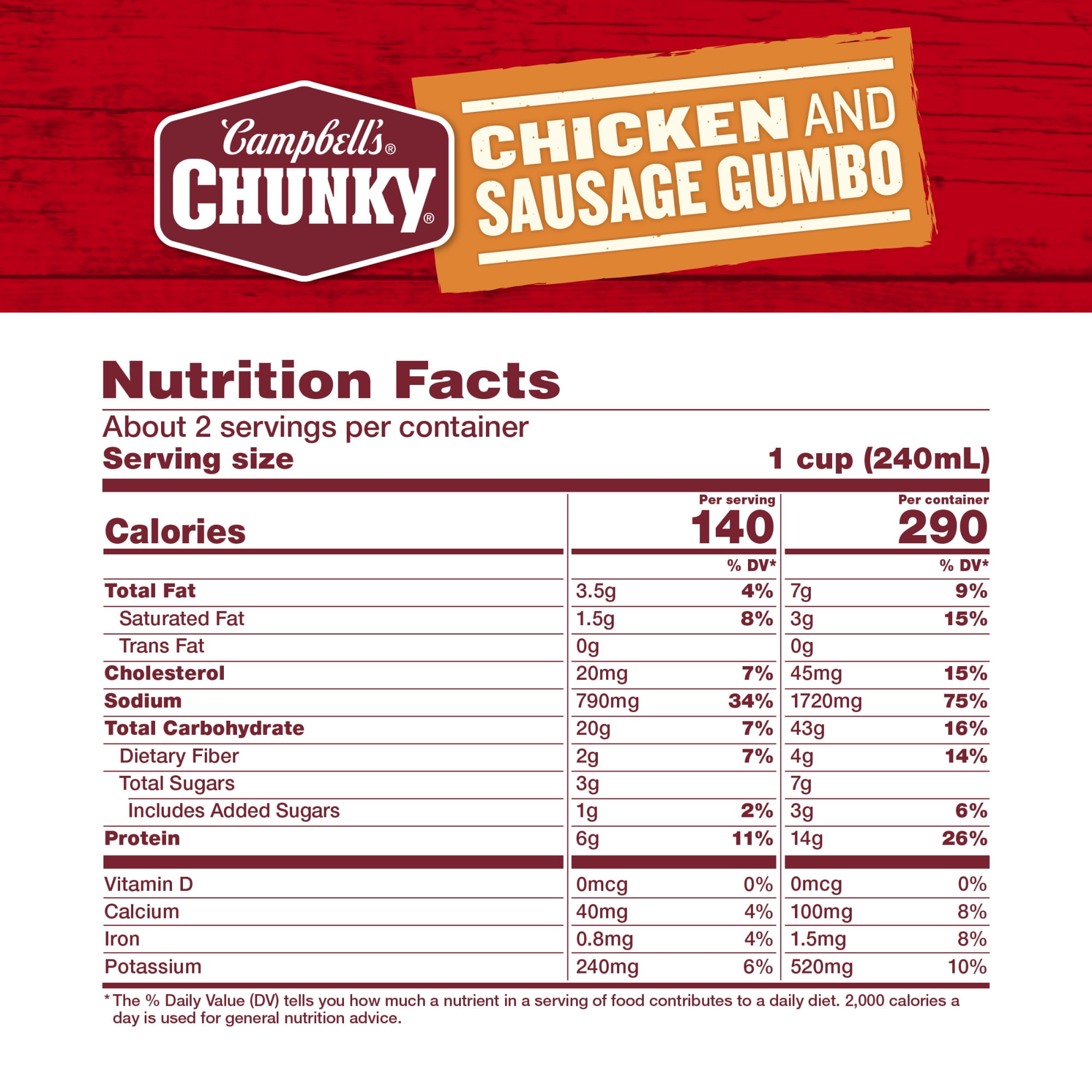 (12 pack) (Case of 12) Campbell's Chunky Chicken and Sausage Gumbo, 18.8 oz Can