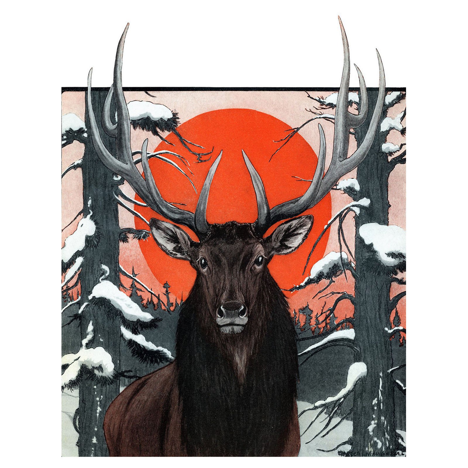 "Elk at Sunset" Painting Print on Wrapped Canvas