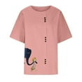 thumbnail image 5 of IROINNID Summer Going Out Tops For Women Loose Round Neck Leisure Short Sleeve Printed Buttons Tops On Sale, 5 of 7