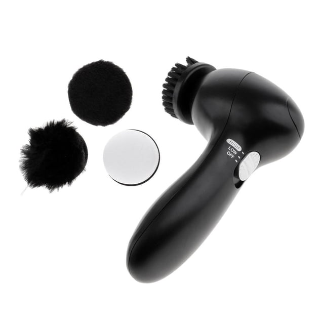 Minnieouse Conveniente juego de cuidado de brillo de zapatos de mano eléctrico Kit de limpieza de cepillo de pulido automático Accesorios de calzado