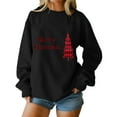 thumbnail image 2 of Sweatshirts for Women Christmas Tree Printing Long Sleeve Winter Casual Sports Round-Neck Sweatshirt,Womens Tops Plus Size Black XXL, 2 of 5