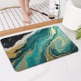 thumbnail image 4 of Teal Marble Gold Wave Pattern Bathroom Rugs Mat,Non Slip Microfiber Bathroom Rug,Rubber Backing,Soft Bathroom Mats for Bathroom Floor,Tub and Shower,17x27in(43x68cm), 4 of 5
