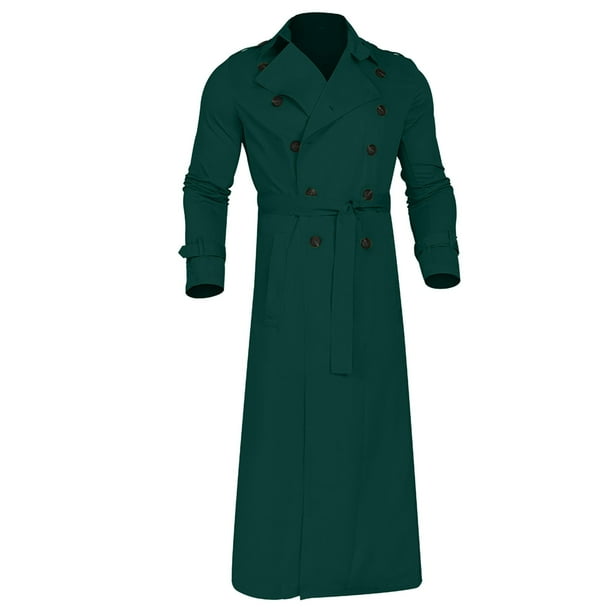 Miluxas Men's Notch Lapel Double Breasted Long Trench Coat