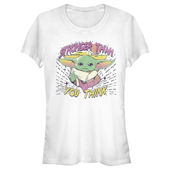 Junior's Star Wars: The Mandalorian The Child Stronger Than You Think Graphic Tee White Small