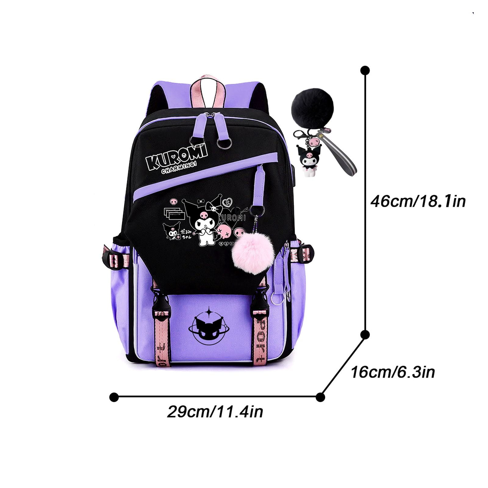 Kuromi Backpack Anime Backpack for Teen Elementary Primary Middle