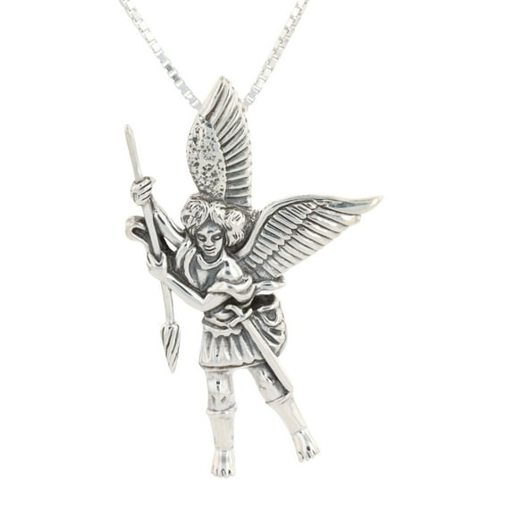 Jewelry Trends Sterling Silver Michael The Archangel Angel Pendant Necklace 18"