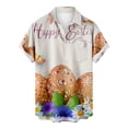 thumbnail image 5 of Camisa de Pascua feliz 2024 para hombre, divertida camiseta hawaiana con estampado de conejo, blusa de talla grande con solapa y botones de manga corta, 5 of 5