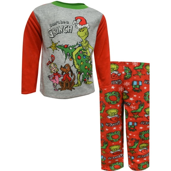 Komar Kids Boys Dr. Seuss The Grinch Don't Be A Grinch Toddler Fleece Pajamas (3T)