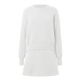 thumbnail image 4 of DHFJKG Womens Sweater Sets Two Piece Outfits Knitted Crew Neck Long Sleeve Sweaters Mini A-Line Skirts Solid Color Matching Set Versatile Outfit, 4 of 6