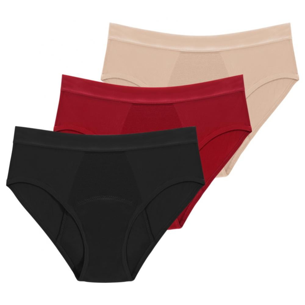 Period Underwear for Women Leak Proof Cotton Overnight Menstrual Panties  Briefs ( 3 Pack)