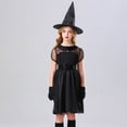 thumbnail image 3 of Odeerbi Girls Party Tulle Dress Set Little Girls Clothes Kids Halloween 2025 Fashion Witch Sorceress Clothing Dress Hat Set Black 6-7 Years, 3 of 9