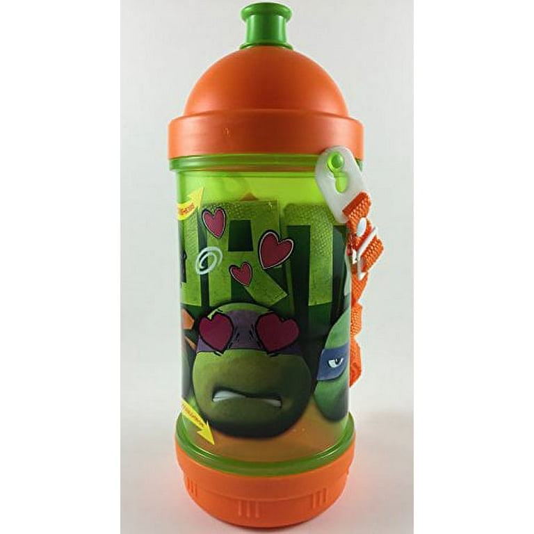 TMNT Teenage Mutant Ninja Turtles Dual Compartment Canteen with Strap, Sip and Snack