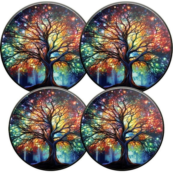 Electric Stove Burner Covers, Set of 4, Round Burner Cover,8 and 10 Inch,Vibrant Tree of Life with Branches Reaching Out To The Stars