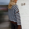 thumbnail image 5 of 2026 Fall/Winter New Women's Crewneck Brown and Light Blue Striped Oversized Knit Sweater, 5 of 6