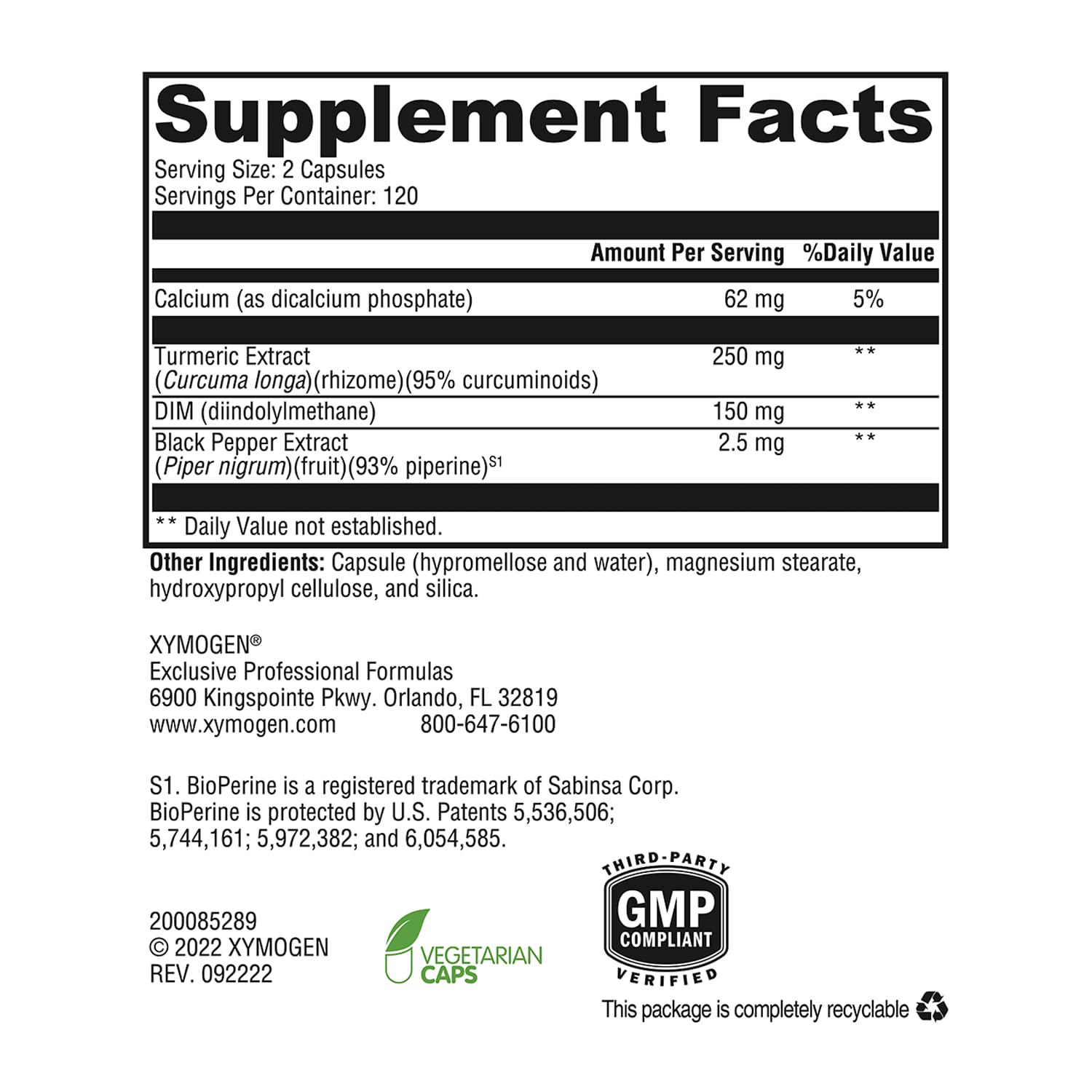 XYMOGEN DIMension 3 - DIM Supplement for Hormonal Balance & Estrogen Metabolism Support* - With Curcumin & BioPerine - Gluten-Free - 240 Capsules