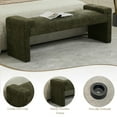thumbnail image 5 of 58.7" End of Bed Bench,Upholstered Modern Bedroom Bench for Living Room & Entryway, Easy Assembly, Footrest Ottoman Accent Window Bench with Solid Wood Frame & Curved Arm, Green, 5 of 9