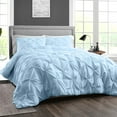 thumbnail image 2 of CCNY 100% Microfiber Duvet Cover with 2 Matching Pillowcases King/Cal King Size Pinch Pattern, Zipper Closure, Corner Ties (Light Blue), 2 of 7