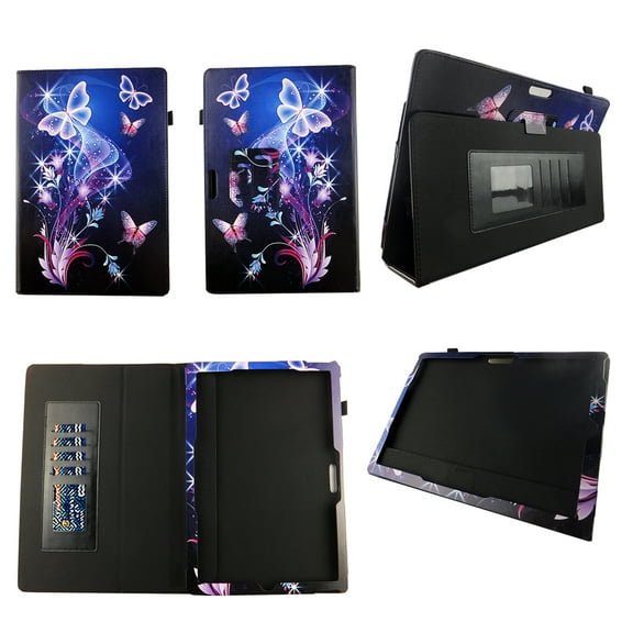 Galaxy Butterfly Case for Microsoft Surface Pro 2017 Surface Pro 4 Surface Pro 3 (12.3'') Premium Pu Leather Slim Folio Stand Cover w Stylus Holder and Auto Wake / Sleep