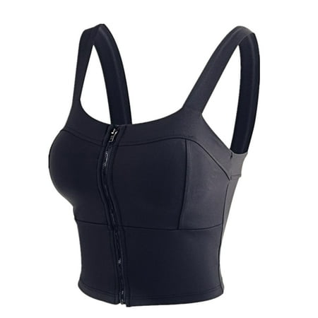 

NUOLUX Woman Zipper Underwear Shockproof Sports Vest Underwear Fashion Yoga Suit Woman Bra Fitness Vest for Running (Black Size L)