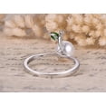 thumbnail image 5 of HeartsAndYou 0.3ct Natural Emerald & Diamond Pearl Leaf Design Ring 100% 14k SOLID White Gold, 5 of 9