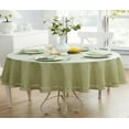 thumbnail image 5 of Newbridge Provence Lattice Cutwork Solid Color Textured Fabric Tablecloth, 60 x 84 Inch Oval, Sage Green, 5 of 9