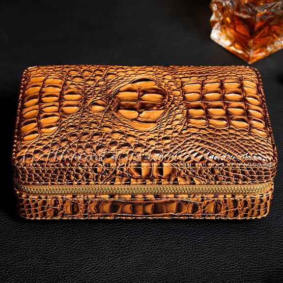 Vobzolite Cigar Humidor, Portable Travel Cigar Humidor Box with Humidifier Brown