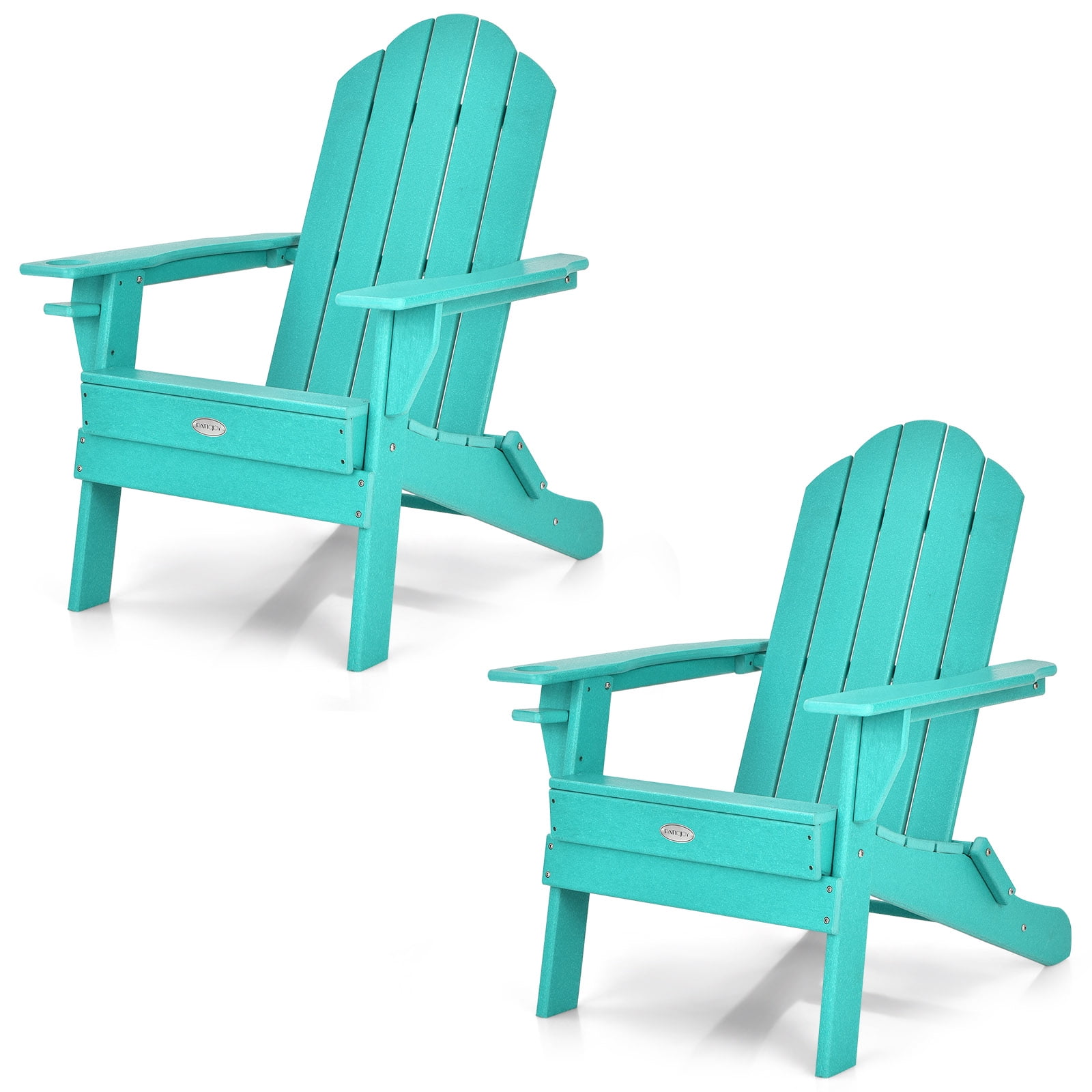 Patiojoy 2PCS Folding Adirondack Chair Outdoor Adirondack Chair Weather Resistant Lounger for